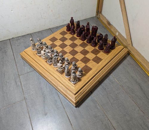 Vintage oak wood chess - vintage, board