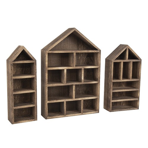 3pcs wood display case figure - wood,