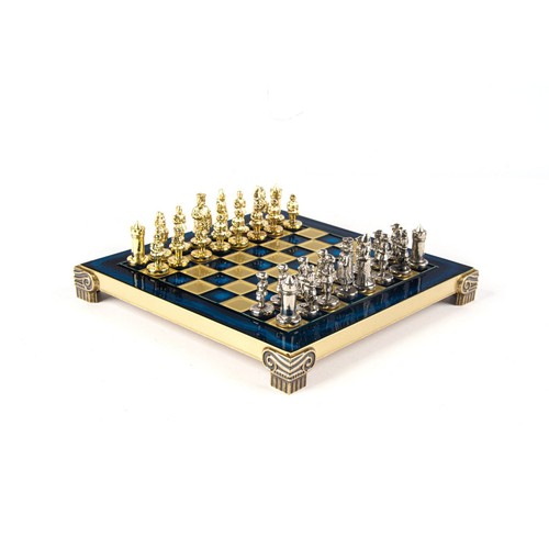 Metal chess set with blue - set,